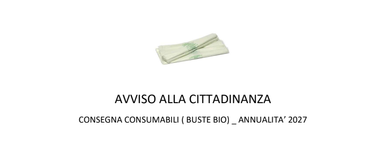 Consegna consumabili (Buste Bio) 2027